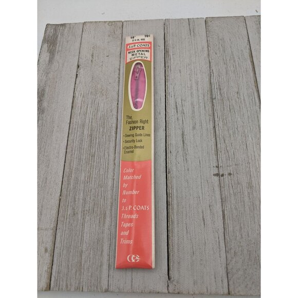 Vintage J&P Coats Neck Opening Metal Zipper 18" Dk Rose 32-B - Picture 1 of 4